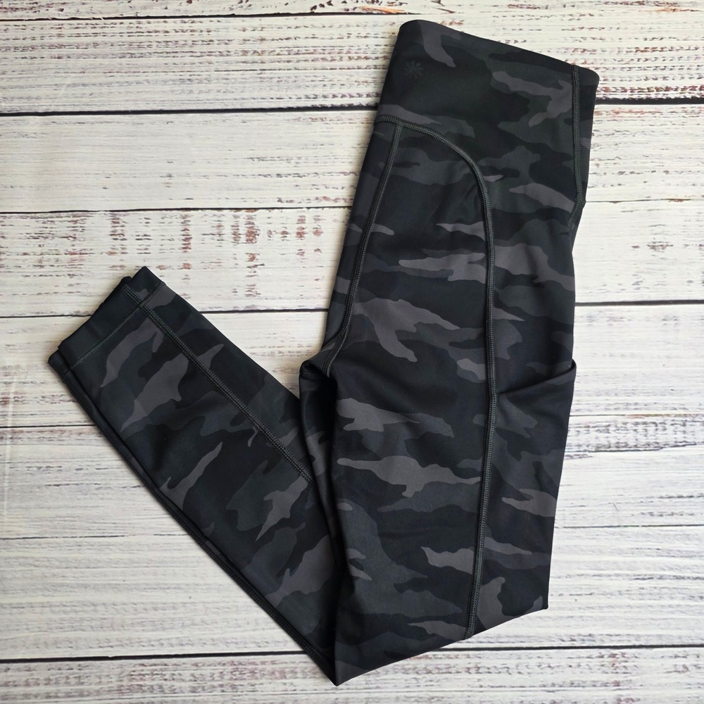 Athleta Ultimate 7/8 Tight Camo Leggings‎ Black Grey High Rise XS 531773-00